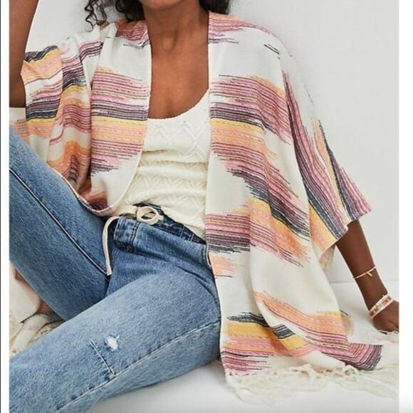 NWT Anthropologie Sunrise‎ Embroidered Kimono Woven Cotton OS $108 - Picture 2 of 14